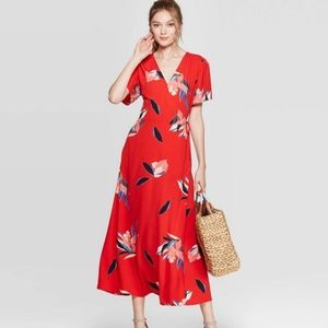 Floral Wrap Midi Dress
